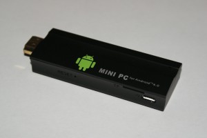 Close-up of the Mini PC itself. It's actually designed to be used as an HDMI TV Media Stick (Similar to the Chromecast).
